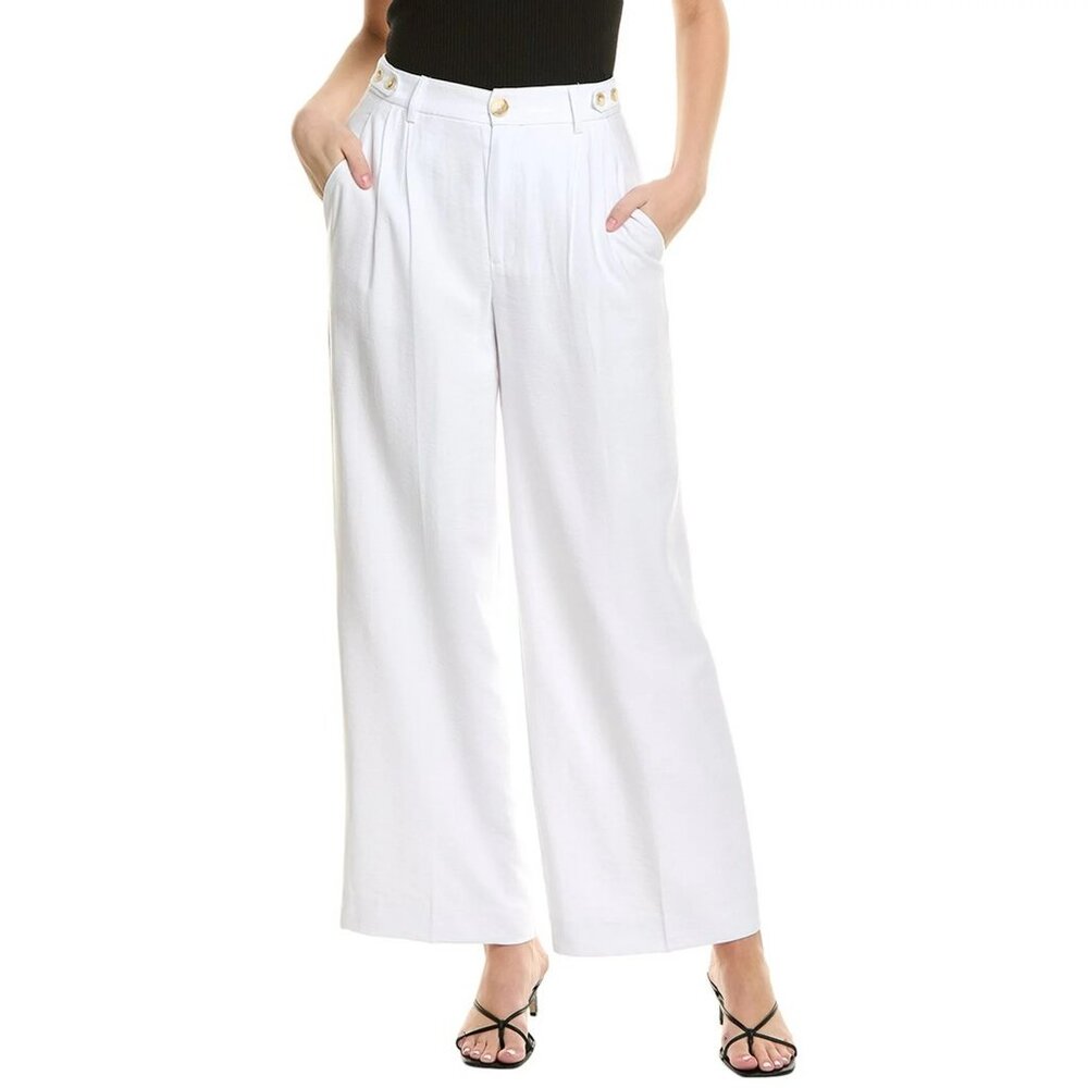 1. State Pleated Wide Leg Trousers White Size 8